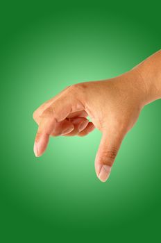 hand on green background