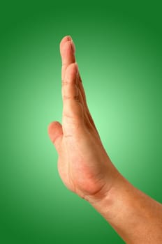 hand on green background