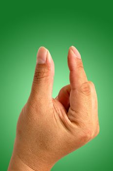 hand on green background