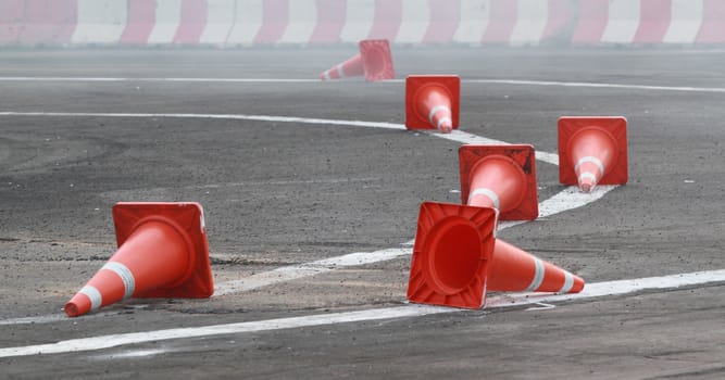 Traffic cone on the road