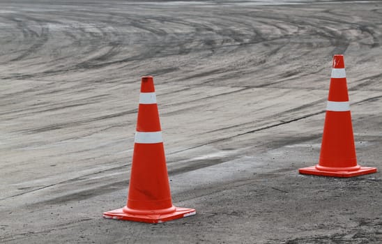 Traffic cone on the road