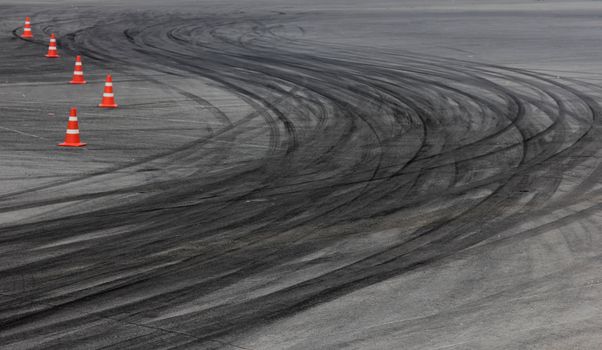 Tire marks on road track