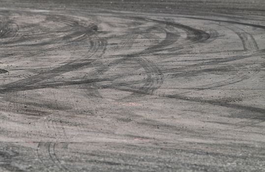 Tire marks on road track