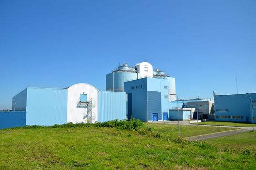 Modern urban wastewater treatment factory.