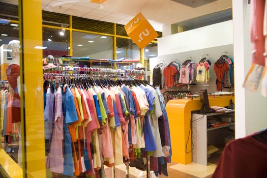 shop on the sale of modern youth and fashionable clothes