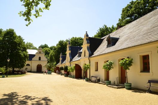 Beautifully maintained grange buildings, belong to the complex Muskauer Park are located close to the castle of Prince Hermann Pueckler-Muskau. Muskauer Park is part of UNESCO World Heritage Site. It is located on Both Sides of the Neisse River which is the Polish and German border.