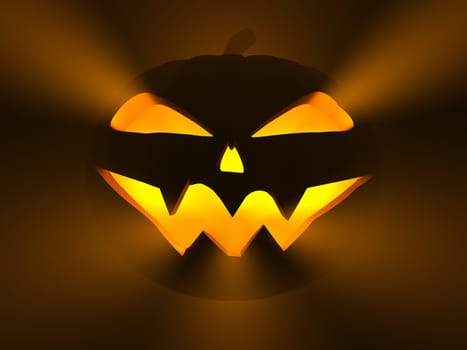 Jack O Lantern, scary halloween pumpkin, 3d render