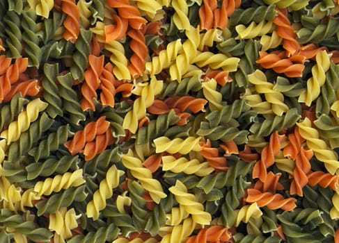 Pronounced texture of colorful pasta, the high accuracy of the details