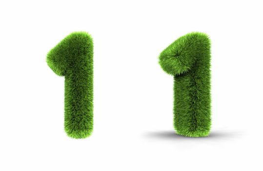 Grass number one, isolated on white background, 1