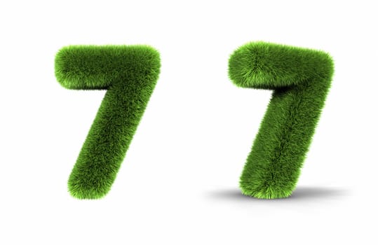 Grass number seven, isolated on white background, 7