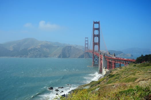 golden gate bridge from hill