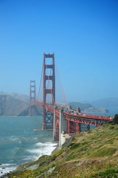 golden gate bridge from hill