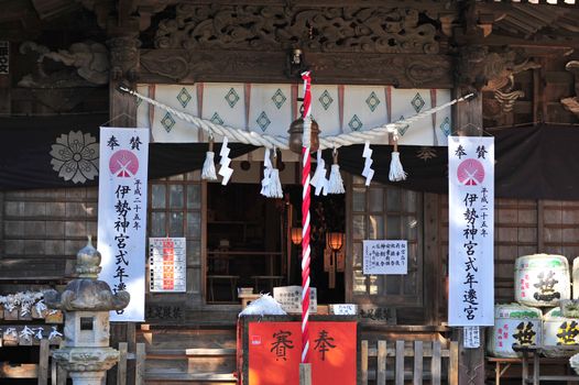 a local Japanese wooden shrine in Japan