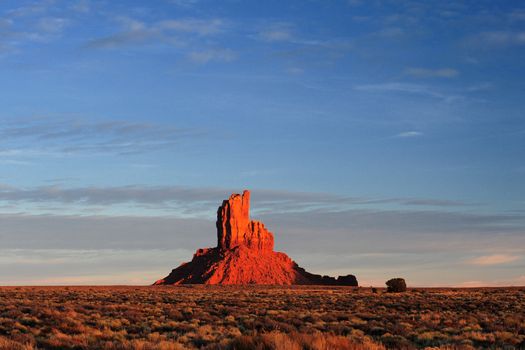 rock at monument valley from arizona at sunset