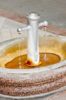 boiling spring in Mlynska Colonnade, Karlovy Vary (Carlsbad), Czech Republic