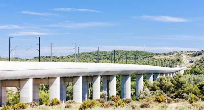 railway viaduct for TGV train near Vernegues, Provence, France