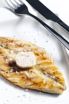 grilled mackerel with anchovy butter