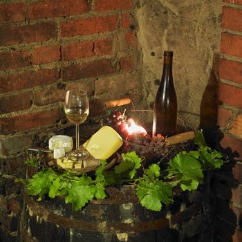 still life in wine cellar, Bily sklep rodiny Adamkovy, Chvalovice, Czech Republic