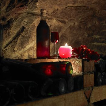 still life in wine cellar, Bily sklep rodiny Adamkovy, Chvalovice, Czech Republic