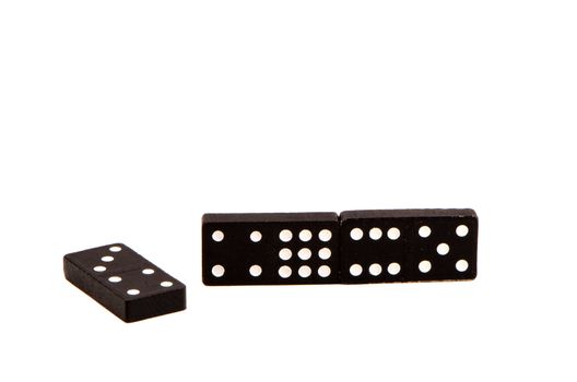 Black domino game with white dots number isolated on white background.