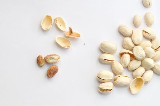 Pistachio nuts on isolated white background