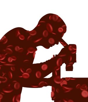 Illustration of a person studying blood