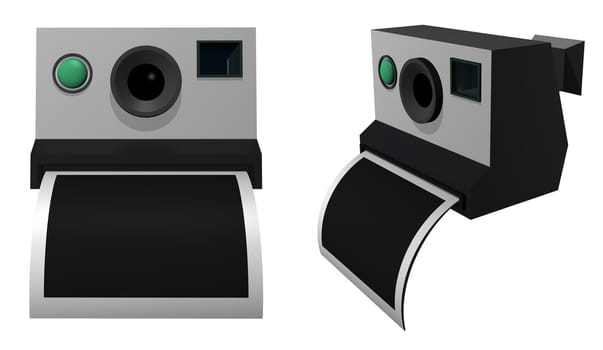 Illustration of a instant camera from two different angles
