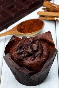 delicious homemade chocolate muffins-baked product