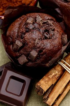 delicious homemade chocolate muffins-baked product