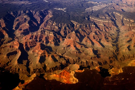 Aerial view of Grand Canyon National Park from the sky