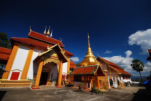 A temple from Northern part of Thailand with a blue sky
