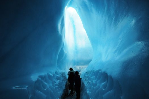Hikers had an adventure in a blue ice cave in Alaska