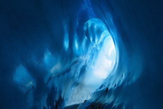 blue ice cave from Root Glacier, Wrangell-St.Elias National Park, Alaska