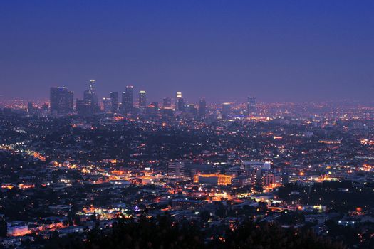 a view of downtown los angeles from Griffith observatory