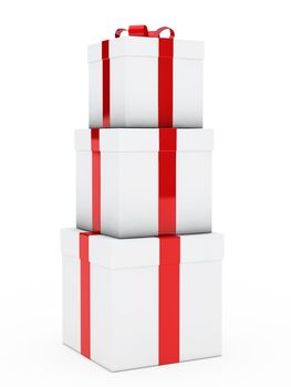 christmas three gift boxes red white stack