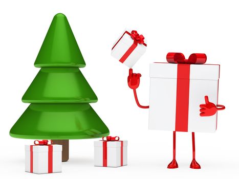 gift box figure balance next christmas tree