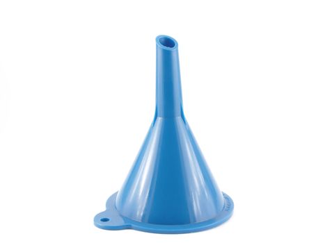 Blue funnel over white