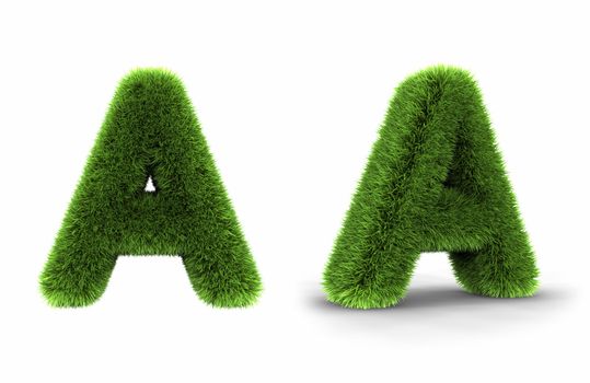 Grass letter a, isolated on white background