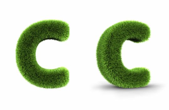 Grass letter c, isolated on white background