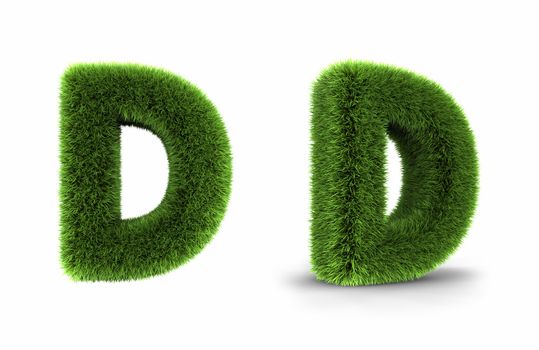 Grass letter d, isolated on white background