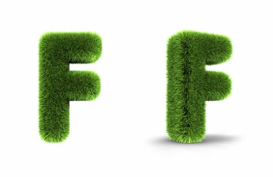 Grass letter f, isolated on white background