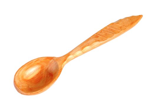 Wooden spoon on white background with clipping path