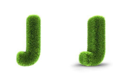 Grass letter j, isolated on white background