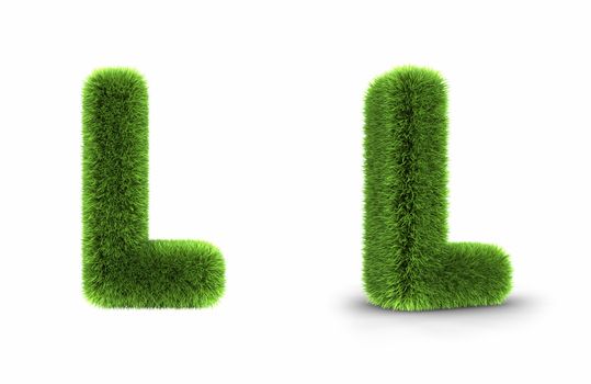 Grass letter l, isolated on white background