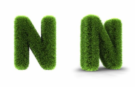 Grass letter n, isolated on white background
