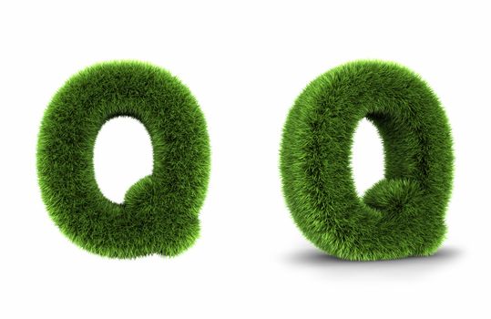 Grass letter q, isolated on white background