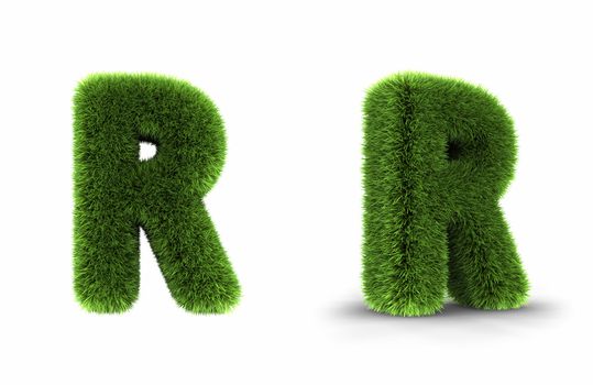 Grass letter r, isolated on white background