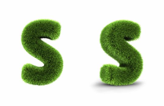 Grass letter s, isolated on white background