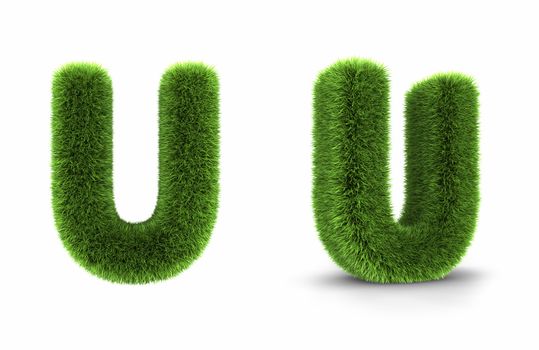 Grass letter u, isolated on white background