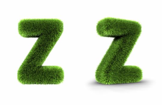 Grass letter z, isolated on white background